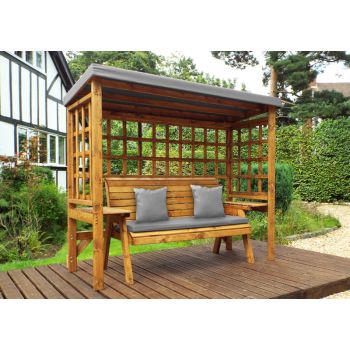 Wentworth Three Seater Arbour - W225 x D92 x H194 - Fully Assembled - Grey