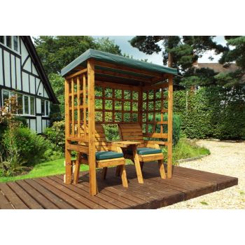 Henley Twin Seat Arbour - W172 x D81 x H193 - Fully Assembled - Green