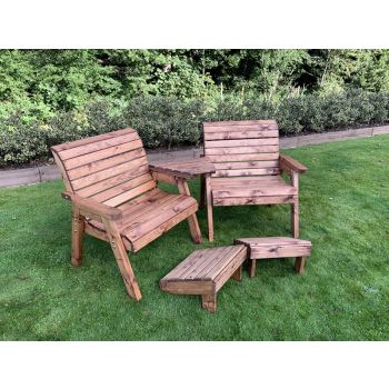 Grand Twin Angled Chair with Footstools - W220 x D74 x H98 - Fully Assembled