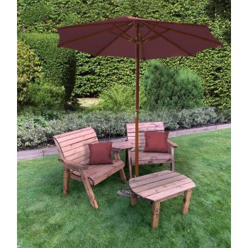 Grand Twin Angled Chair with Coffee Table - W240 x D90 x H98 - Fully Assembled - Burgundy