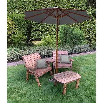 Grand Twin Angled Chair with Coffee Table - W240 x D90 x H98 - Fully Assembled - Grey