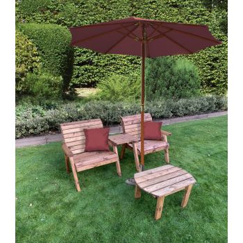 Grand Twin Straight Chair with Coffee Table - W220 x D74 x H98 - Fully Assembled - Burgundy