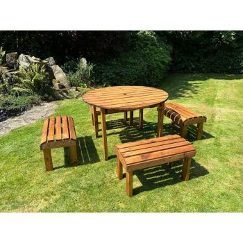 Knights Four Seater Garden Furniture Round Table Set - L230 x W230 x H80 cm - Burgundy