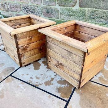 2Pc Large Square Planter - Wood - L47.5 x W47.5 x H39.5 cm - Fully Assembled