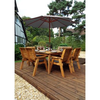 Eight Seater Square Table Set with Cushions - W250 x D250 x H98 - Fully Assembled - Grey 