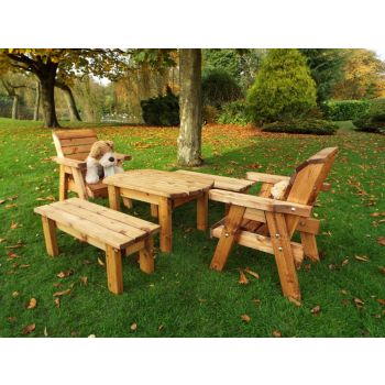 Little Fellas Medium Table Set, Wooden Garden Furniture for Children - W240 x D214 x H77 - Fully Assembled