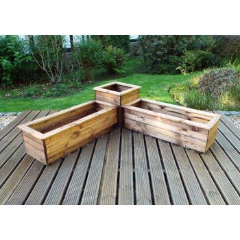 Three Piece Corner Planter Set, Wooden garden pots/tubs for plants, fully assembled