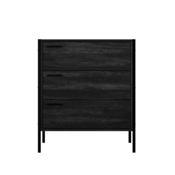 Hoxton 3 Drawer Chest - Particleboard/Metal - L40.2 x W63.8 x H78.5 cm - Black Matte