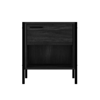 Hoxton Bedside Cabinet - Particleboard/Metal - L39.8 x W50 x H57 cm - Black Matte