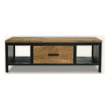 Induse Coffee Table 1 Drawer - Mango Wood/Iron - L60 x W120 x H41 cm - PP Sawn Finish