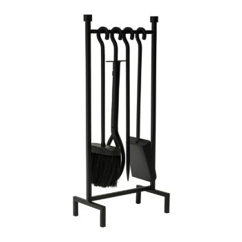 Hanging Rack Fireside Companion Set - Iron - L22 x W13 x H51 cm - Black
