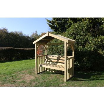 Anastasia 3 Seat Garden Arbour, Wooden Garden Bench Seat with Trellis - L90 x W170 x H190 cm - Minimal Assembly Required