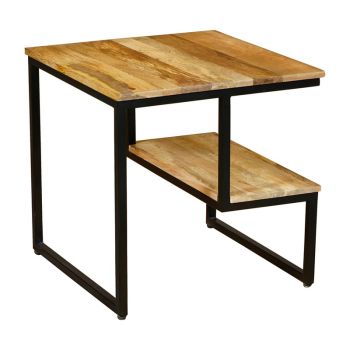 Ravi Side Table - Mango Light Finish - Mango Wood/Iron - L50 x W50 x H50 cm - Light Finish