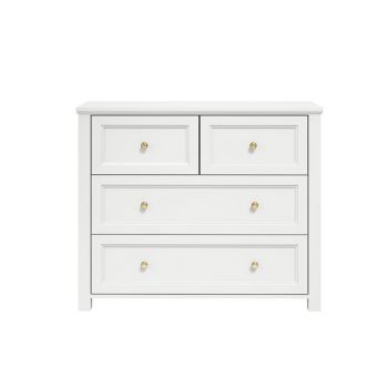 Ives Chest - Engineered Wood/Metal - L45 x W100 x H75 cm - White/Antique Brass