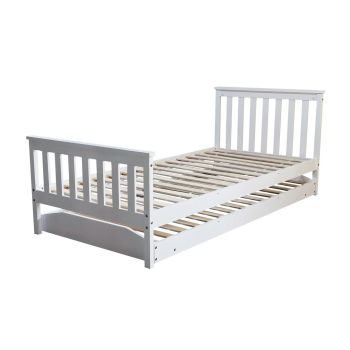 Jinsen Single Pull Out Bed - Wood - L205 x W98 x H82 cm - White