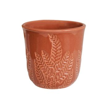 Kew Embossed Fern Planter - Ceramic - L23 x W23 x H22 cm - Rust