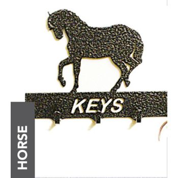 Horse Key Holder - Rack - Solid Steel - W15 x H9 cm - Black
