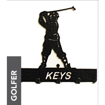 Golfer Key Holder - Rack - Solid Steel - W15 x H9 cm - Black