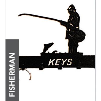 Fisherman Key Holder - Rack - Solid Steel - W15 x H9 cm - Black