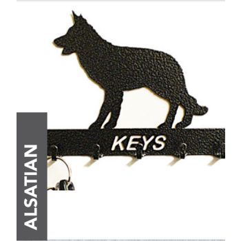 Alsatian Key Holder - Rack - Solid Steel - W15 x H9 cm - Black