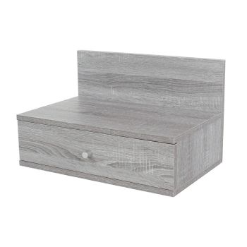 Kelly Wall-Hanging One-Drawer Bedside Cabinets - Metal - L50 x W30 x H31.4 cm - Grey Oak Effect - Flat Packed