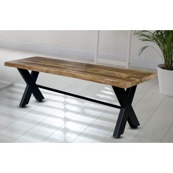 Kerela Bench - Mango Wood/Iron - L44 x W180 x H45 cm - Mango PP Saw Finish 