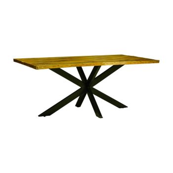 Kerela Artificial Edge Spider Leg Dining Table - Mango Wood/Iron - L90 x W180 x H76 cm - Mango PP Saw Finish
