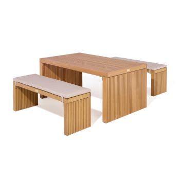 Kyoto Contemporary Four Seater Wooden Bench Set
