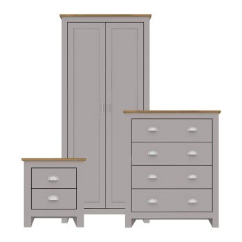 Lancaster Bedroom Set - MDF - L49.4 x W79 x H180 cm - Grey/Oak