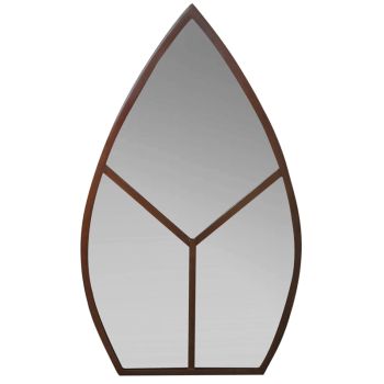 Leaf Arch Outdoor Mirror - Glass - L1.5 x W50 x H90 cm - Natural Rust