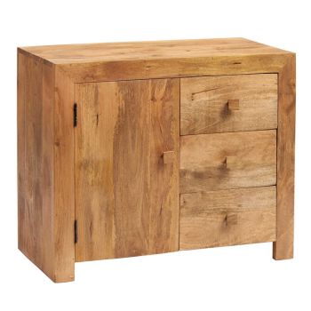 Toko Light Mango 3 Drawer Sideboard - Solid Mango Wood - L45 x W88 x H75 cm