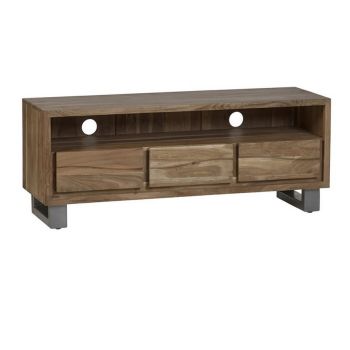 Baltic Live Edge Media Unit - Metal/Acacia Solid Wood - L40 x W140 x H45 cm