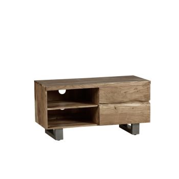 Baltic Live Edge 2 Drawer Small TV Stand - Metal/Acacia Solid Wood - L45 x W110 x H55 cm