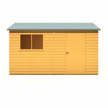 Lewis 12 x 8 Feet Single Door Reverse Apex Style C Shed - L256.6 x W371.4 x H220.7 cm