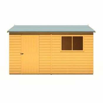 12 x 8 Feet Lewis Single Door Reverse Apex Style D Shed - L256.6 x W371.4 x H220.7 cm