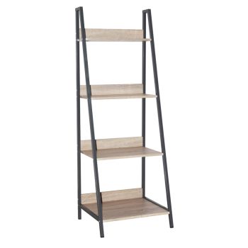 Ladder Bookcase Unit with Metal Frames - Metal - 52 x 46 x 146 cm - Oak/Grey
