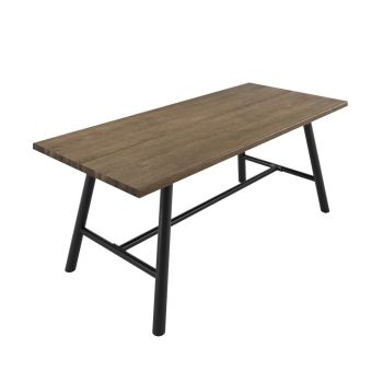 Louie Indoor Dining Table (Pack of 2) - Wood Variant/Metal - L89 x W200 x H76 cm - Coffee/Black - Flat Pack