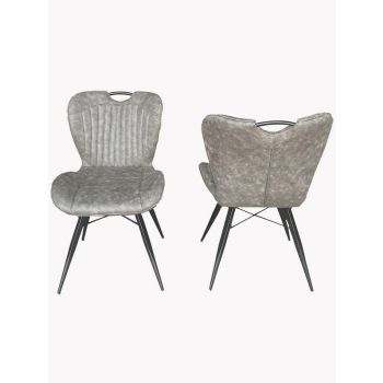 Dining Fabric Chair with Metal Legs (Set of 2) - Grey/Black - Assembly Required