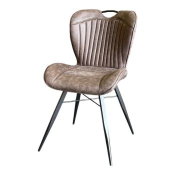 Mala Dining Fabric Chair with Metal Legs (Set of 2) - Brown/Black - Assembly Required