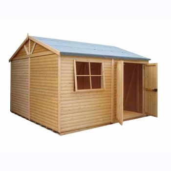 12 x 12 Feet Shiplap Mammoth Loglap Shed Double Door with One Opening Window