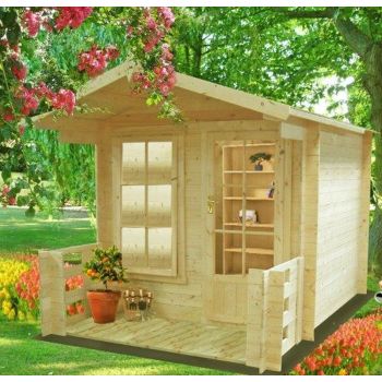 Maulden with veranda Log Cabin Home Office Garden Room Approx 9 x 9 Feet