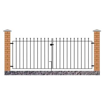 Manor Flat Top Double Driveway Gate - Solid Steel - Fits Gap of 2134 mm x 915 mm High - Electro Galvanised/Black Powder Coated