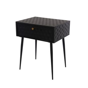 Saturn 1 Drawer Bedside Cabinet - Metal - L35.8 x W46 x H56.2 cm - Black/Gold - Partially Assembled