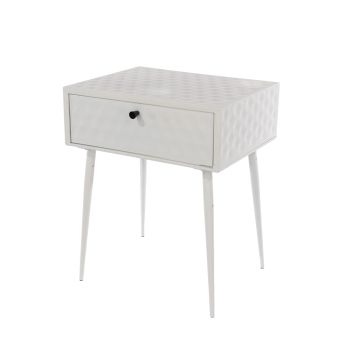 Saturn 1 Drawer Bedside Cabinet - Metal - L35.8 x W46 x H56.2 cm - White/Gold - Partially Assembled