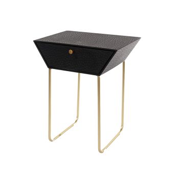 Apollo 1 Drawer Bedside Cabinet - L34.5 x W46 x H57.5 cm - Black/Gold - Partially Assembled