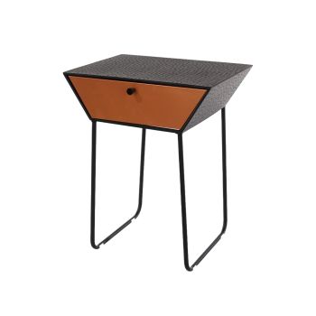 Apollo 1 Drawer Bedside Cabinet - L34.5 x W46 x H57.5 cm - Black/Copper - Partially Assembled