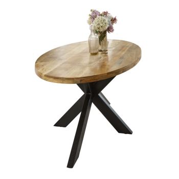 Surrey Oval Dining Table 6-8 Seater - Solid Mango Wood/Metal - L90 x W180 x H76 cm