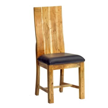 Dining Chair Matching Metropolis Industrial (Set of 2) - Metal/Acacia Solid Wood - L50 x W46 x H105 cm