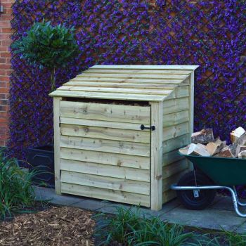 Greetham 4ft Log Store with Doors - L80 x W123 x H128 cm - Light Green