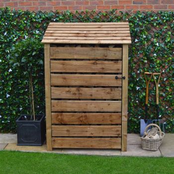 Greetham 6ft Log Store with Doors and Kindling Shelf - L80 x W123 x H181 cm - Rustic Brown